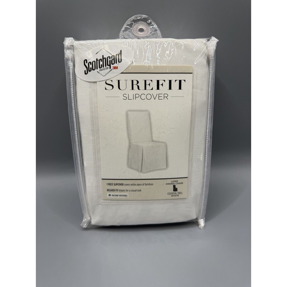 Slipcover Surefit One Piece Dining Chair Relaxed Fit White New